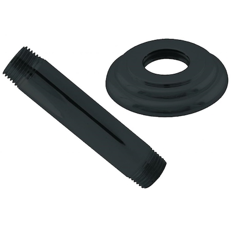 Westbrass 1/2" IPS x 4" Round Projection Rainfall Ceiling Mount Shower Arm with Flange, Matte Black D3604A-62